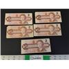 Image 1 : (5) 1986 Canadian Two Dollar Bills