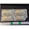 Image 1 : (4) Canadian One Dollar Bills- 1973, Some Wear