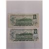 Image 2 : (2) Canadian One Dollar Bills- 1973
