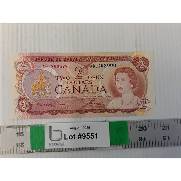 Canadian Two Dollar Bill- 1974