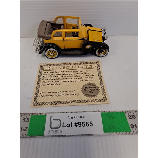 1:32 Scale 1932 Ford Sedan Model Car with Certificate of Authenticity- Two Broken Wheels