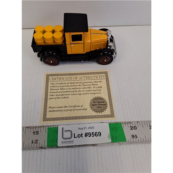 1:32 Scale Chevy 1/2 Ton Pick Up with Barrels and Certificate of Authenticity