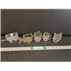 Image 1 : Glass Figurine Lot Up to 3.25" Tall- (2) Wagons, Yorkshire Terrier, (2) Barrels