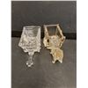 Image 3 : Glass Figurine Lot Up to 3.25" Tall- (2) Wagons, Yorkshire Terrier, (2) Barrels