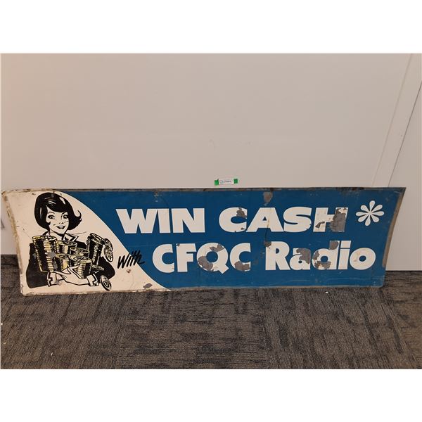 # Vintage CFQC Radio Metal Sign 70" x 21", Cannot Ship