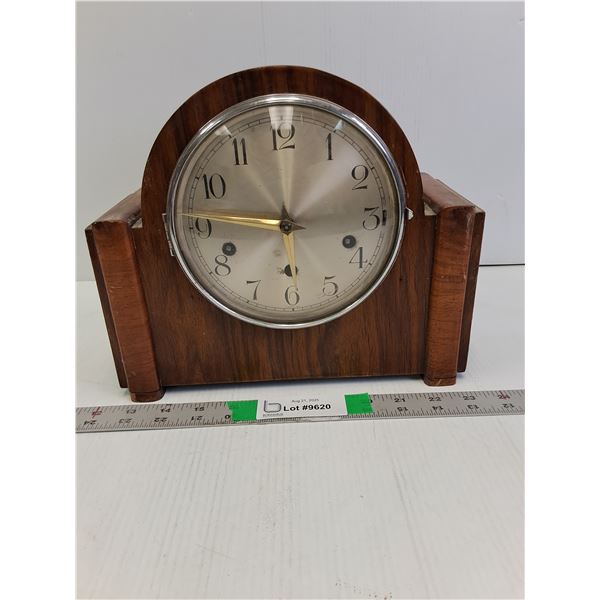 Vintage Wooden Desk Clock- As Is 10.75" x 5" x 9"
