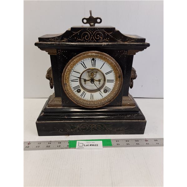 Vintage Ansonia Desk Clock- As Is 11.5" x 4" x 10.5"  -  PICK UP