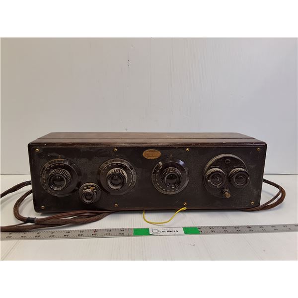 Vintage Atwater Kent Radio Reciever- As Is 19.75" x 5.5" x 6"