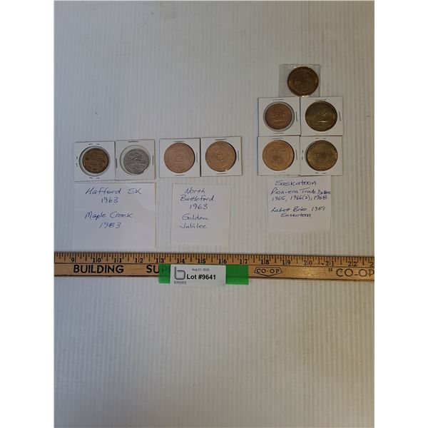 (9) Saskatchewan City Tokens: Hafford, North Battleford, Saskatoon