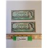 Image 1 : (2) Canadian 1954 One Dollar Bills