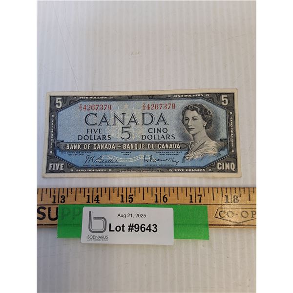 Canadian Five Dollar Bill - 1954