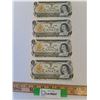 Image 1 : ^(4) Canadian One Dollar Bills (Sequential Series of Numbers) - 1973