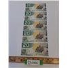 Image 1 : ^(5) Canadian Twenty Dollar Bills (Sequential Order) - Issued 2004, Printed 2010 - Uncirculated