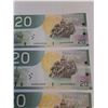 Image 2 : ^(5) Canadian Twenty Dollar Bills (Sequential Order) - Issued 2004, Printed 2010 - Uncirculated