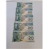 Image 5 : ^(5) Canadian Twenty Dollar Bills (Sequential Order) - Issued 2004, Printed 2010 - Uncirculated