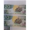 Image 3 : ^(5) Canadian Twenty Dollar Bills (Sequential Order) - Issued 2004, Printed 2010 - Uncirculated