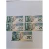 Image 6 : ^(5) Canadian Twenty Dollar Bills (Sequential Order) - Issued 2004, Printed 2010 - Uncirculated