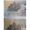 Image 3 : ^(5) Canadian Twenty Dollar Bills (Sequential Order) - Issued 2004, Printed 2010 - Uncirculated