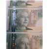 Image 7 : ^(5) Canadian Twenty Dollar Bills (Sequential Order) - Issued 2004, Printed 2010 - Uncirculated