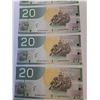 Image 3 : ^(5) Canadian Twenty Dollar Bills (Sequential Order) - Issued 2004, Printed 2010 - Uncirculated