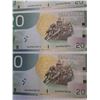 Image 4 : ^(5) Canadian Twenty Dollar Bills (Sequential Order) - Issued 2004, Printed 2010 - Uncirculated