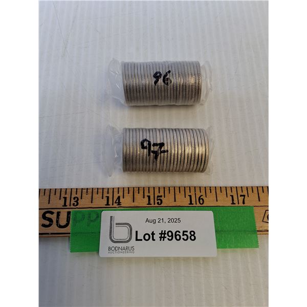 (2) Canadian Half Dollar Coins - 1996 & 1997 Editions in Vacuum Sealed Rolls
