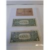 Image 5 : (2) United States 1957& 1969 One Dollar Bills, France Five Franc 1940 Bill