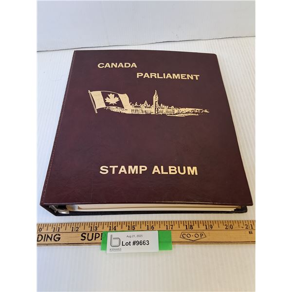 Vintage Uncirculated Canadian Parliament Stamp Collection Binder w/ Partial Pages