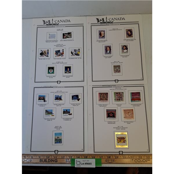 (4) Full Sheets of Vintage Uncirculated Canadian Parliament Stamp Sheets - Pages 143, 147, 149,148