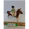 Image 1 : Beswick Horse Figurine #1499 - Girl on Pony - 5 1/2" high -Skewbald