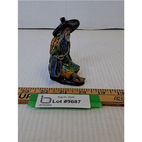 Mudmen Figurine - Man Legs Crossed (Fisherman Style)  - 3.25" - China Stamped