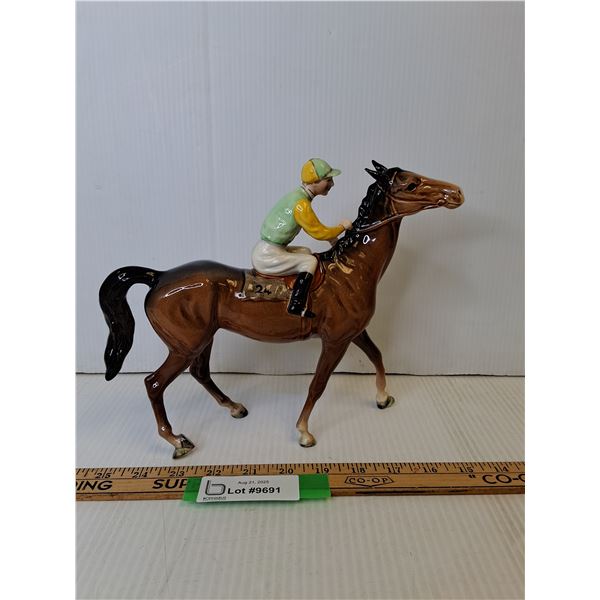 Beswick Horse Figurine #1037 - Racehorse & Jockey - Walking Version - 8.5"