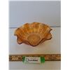 Image 1 : Vintage Carnival Fenton Plaid Ruffled Pattern Bowl - 8" x 3" - Has Chip on Bottom as Pictured