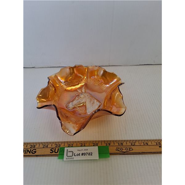 Vintage Dugan Equestrian Horse Marigold Bowl - 8.5" x 3"