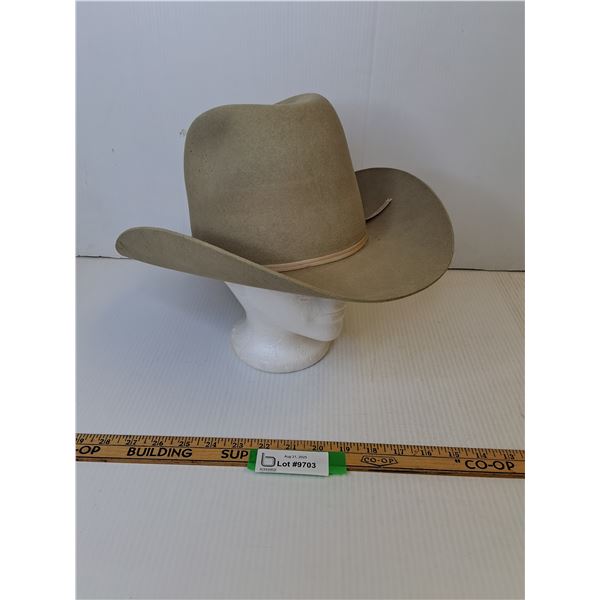 Vintage Felt Beige Champion Brand Cowboy Hat - Size 7 1/8 - MANNEQUIN Head Not Included