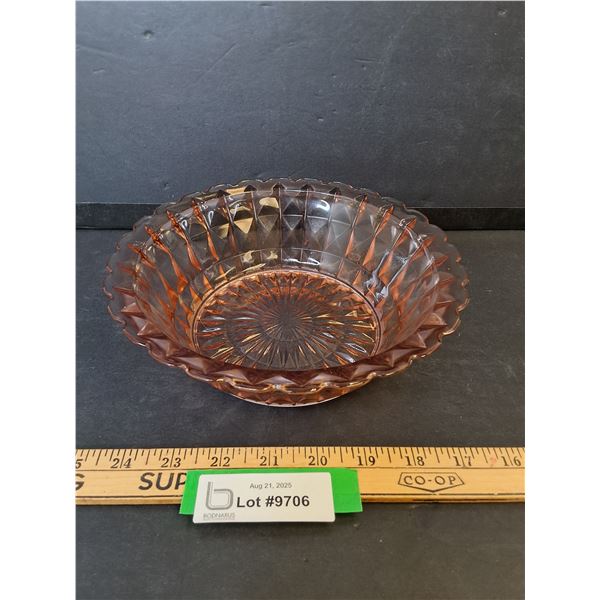 Vintage Pink Depression Glass Windsor Jeanette Pattern Large Serving Fruit Bowl - 8.5" x 2.5"
