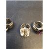 Image 3 : (3) Vintage Adjustable Glitsy Gemmed Rings - Approx Size 6-7
