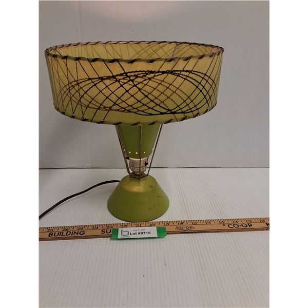 # Vintage MCM Atomic Style Fiberglass Shade End Table Lamp - 11" x 10" - Works, Bulb Not Included