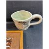 Image 3 : Green Floral Frosted Glass, Ceramic Coffee Mug, Hot Plate/Trivet
