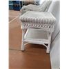 Image 3 : *White Wicker Arm Chair and Side Table-Cannot Ship