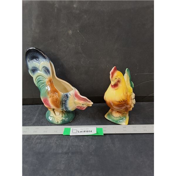 Rooster Planter & Hen Statue