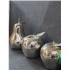 Image 3 : (3) Glass Chrome Fruit Decor & Wood Angel Decor