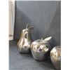 Image 4 : (3) Glass Chrome Fruit Decor & Wood Angel Decor