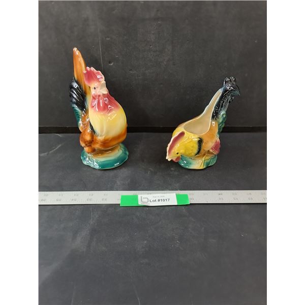 (2) Ceramic Roosters