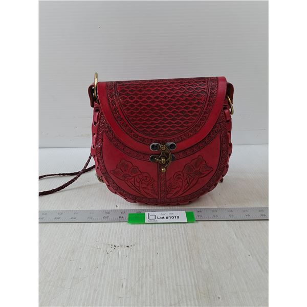 Red Mexican Tooled Leather Purse