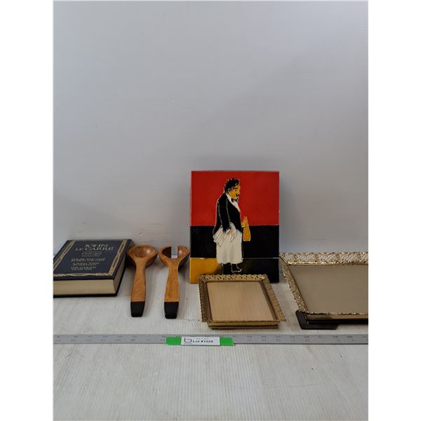 John Le Carré Book, (2) Picture Frames, Picture & Salad Spoons