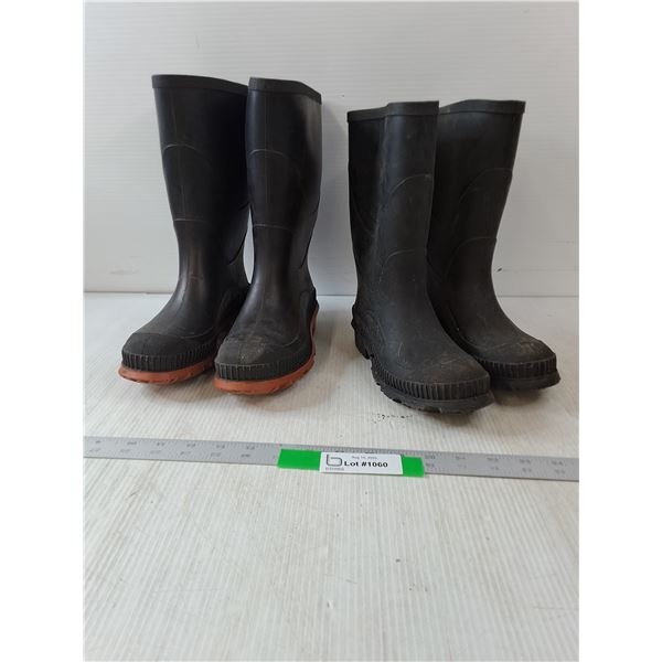 (2) Pairs Of Rubber Boots- Size 2 And 4