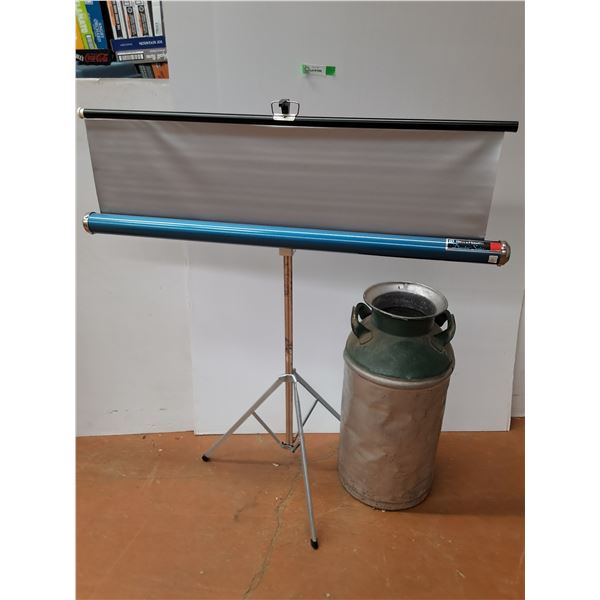 *Vintage Cream Can & Projection Screen- CANNOT SHIP