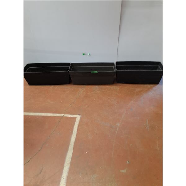 **(3) Black Plastic Flower Planters  -  AS IS  -  Cannot Ship