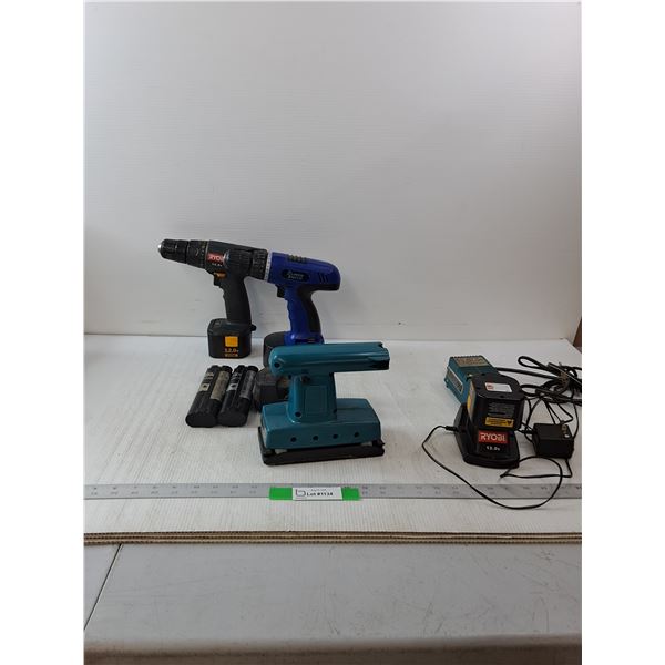 (2) Drills- Has Batteries & Makita Finishing Sander- As Is